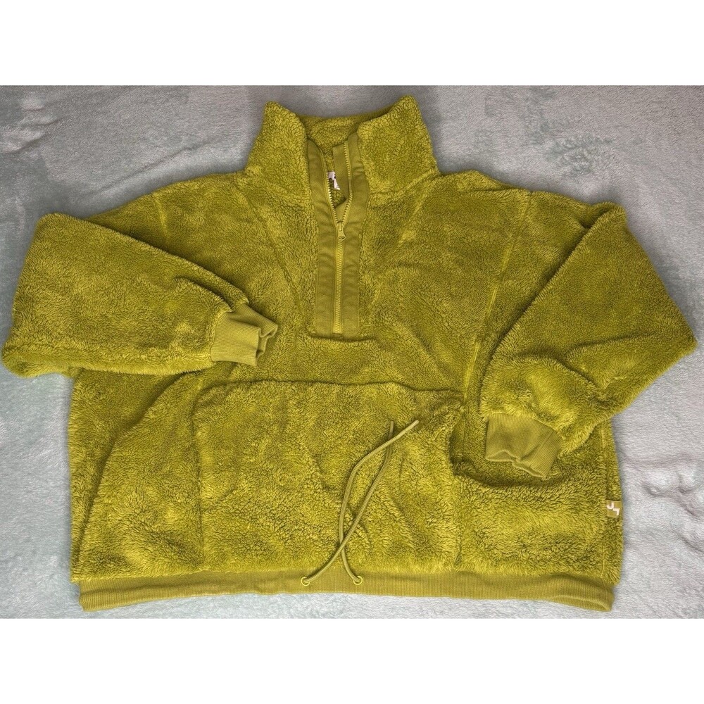 Joy Lab Sherpa Pullover Sweatshirt  Size L Green Fluffy Warm